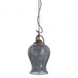 Terina Antique Silver Finish Pendant Light, Iron, Mirrored Glass, Silver