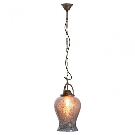 Terina Antique Silver Finish Pendant Light, Iron, Mirrored Glass, Silver