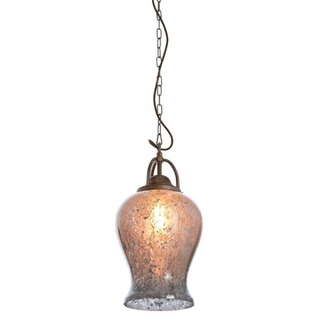 Terina Antique Silver Finish Pendant Light, Iron, Mirrored Glass, Silver