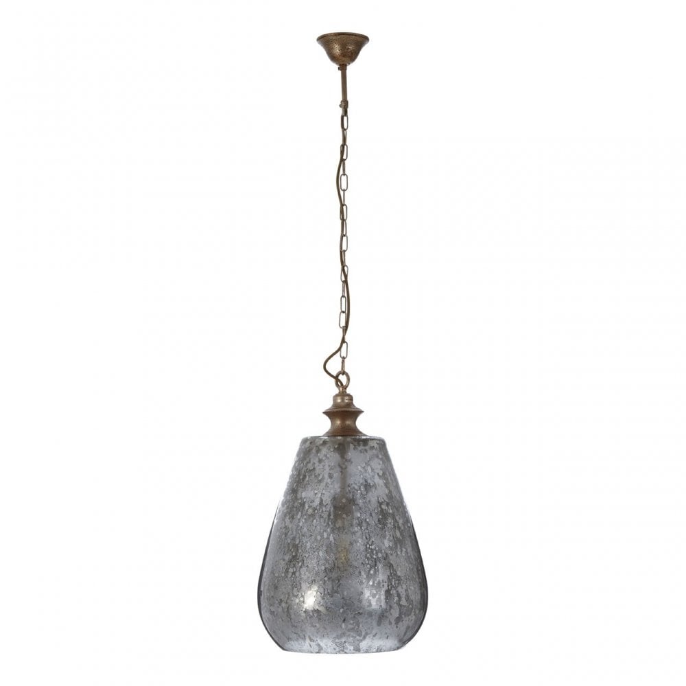 Terina Large Pendant Light, Iron, Mirrored Glass, Silver
