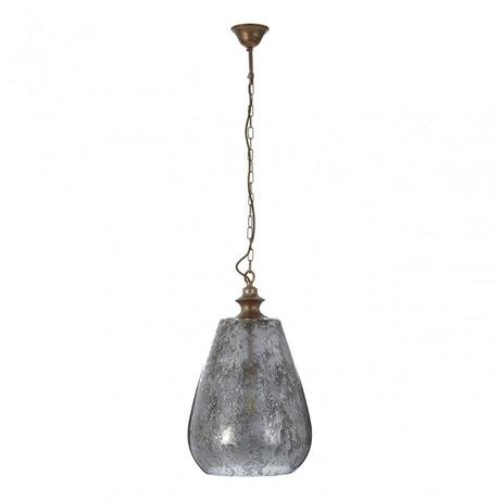Terina Large Pendant Light, Iron, Mirrored Glass, Silver