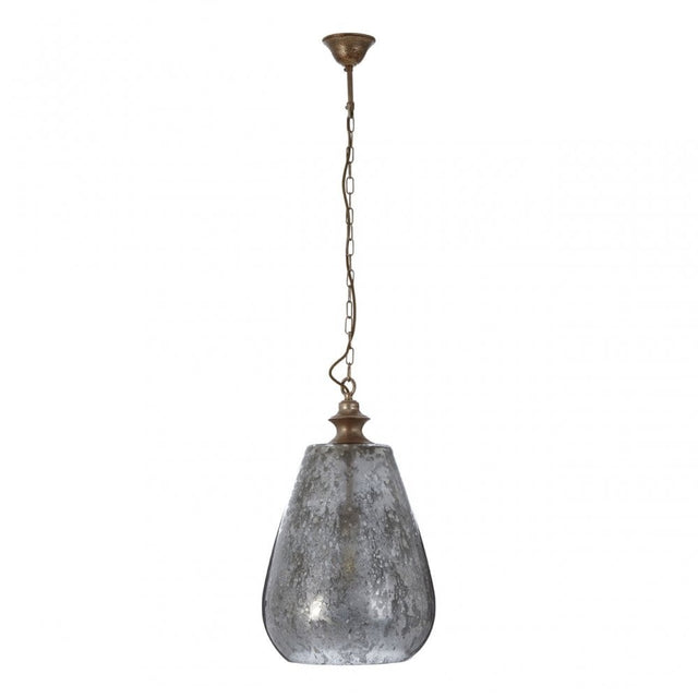 Terina Large Pendant Light, Iron, Mirrored Glass, Silver