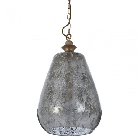Terina Large Pendant Light, Iron, Mirrored Glass, Silver