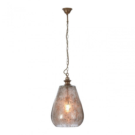 Terina Large Pendant Light, Iron, Mirrored Glass, Silver