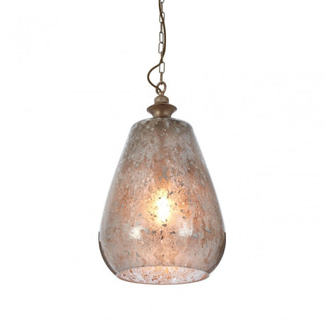 Terina Large Pendant Light, Iron, Mirrored Glass, Silver