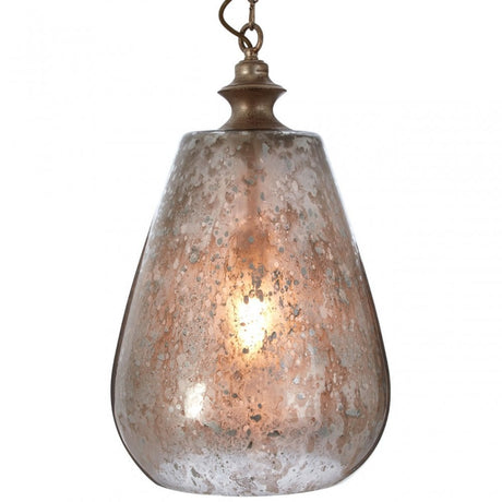 Terina Large Pendant Light, Iron, Mirrored Glass, Silver
