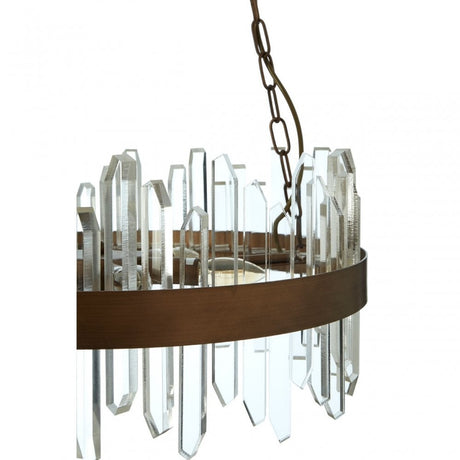 Acrylic Chandelier with Copper Band, Copper, Iron, Copper