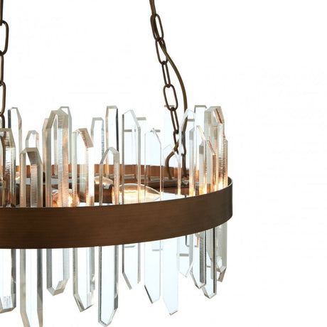 Acrylic Chandelier with Copper Band, Copper, Iron, Copper