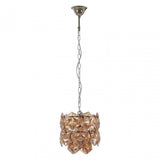 Rydello Small Amber Glass Chandelier, Glass, Iron, Orange
