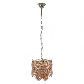 Rydello Small Amber Glass Chandelier, Glass, Iron, Orange