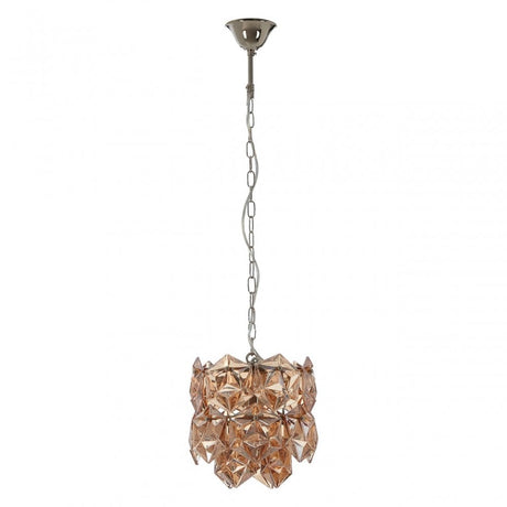 Rydello Small Amber Glass Chandelier, Glass, Iron, Orange