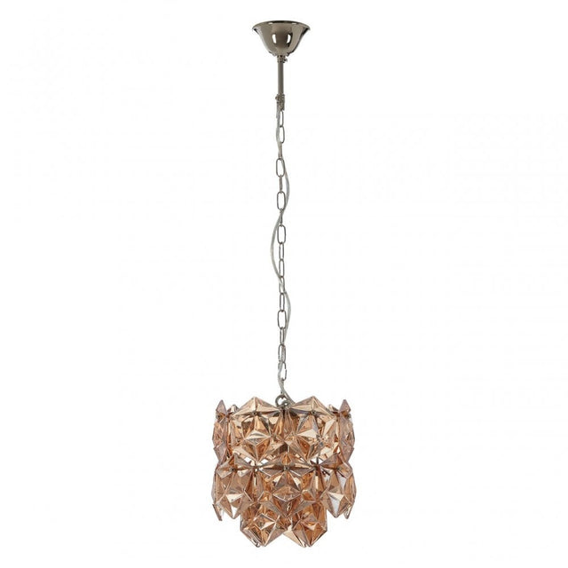 Rydello Small Amber Glass Chandelier, Glass, Iron, Orange