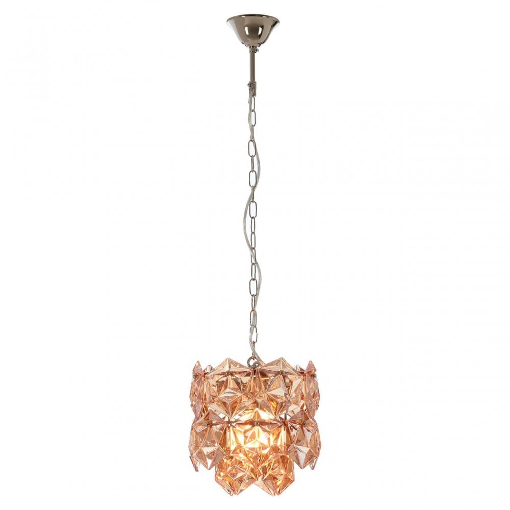 Rydello Small Amber Glass Chandelier, Glass, Iron, Orange