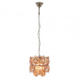 Rydello Small Amber Glass Chandelier, Glass, Iron, Orange