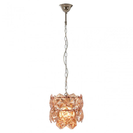 Rydello Small Amber Glass Chandelier, Glass, Iron, Orange