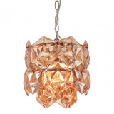 Rydello Small Amber Glass Chandelier, Glass, Iron, Orange