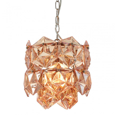 Rydello Small Amber Glass Chandelier, Glass, Iron, Orange