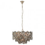 Rydello Smoked Grey Glass Chandelier, Iron, Nickel, Grey