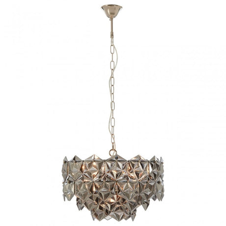 Rydello Smoked Grey Glass Chandelier, Iron, Nickel, Grey