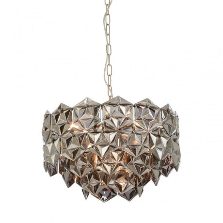 Rydello Smoked Grey Glass Chandelier, Iron, Nickel, Grey