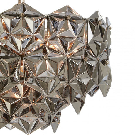 Rydello Smoked Grey Glass Chandelier, Iron, Nickel, Grey