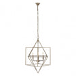 Kamara Square Design Chandelier, Stainless Steel, Silver