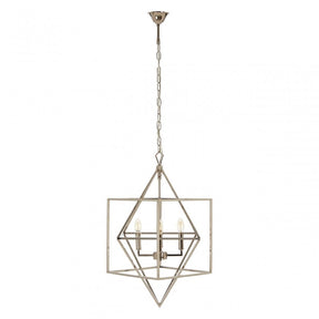 Kamara Square Design Chandelier, Stainless Steel, Silver