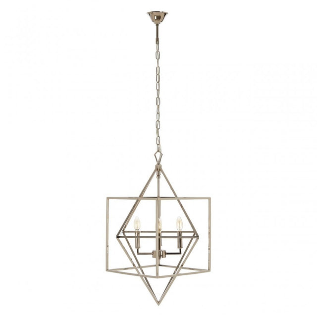 Kamara Square Design Chandelier, Stainless Steel, Silver