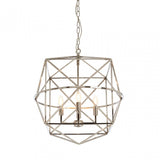Kamara Hexagonal Chandelier, Stainless Steel, Silver