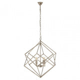Kamara Double Box Design Chandelier, Stainless Steel, Silver