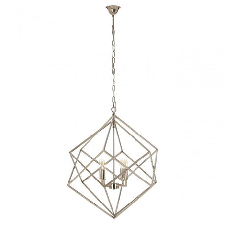 Kamara Double Box Design Chandelier, Stainless Steel, Silver