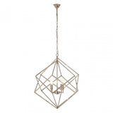 Kamara Double Box Design Chandelier, Stainless Steel, Silver