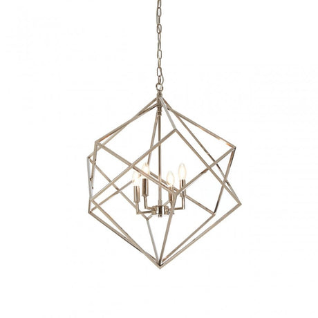 Kamara Double Box Design Chandelier, Stainless Steel, Silver