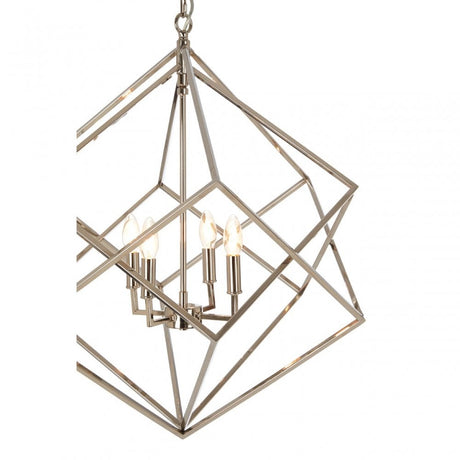 Kamara Double Box Design Chandelier, Stainless Steel, Silver