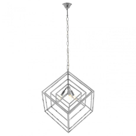 Kamara Multi Box Design Chandelier, Stainless Steel, Silver