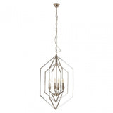 Venice Hexagonal Chandelier, Stainless Steel, Silver