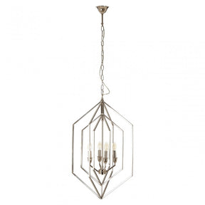 Venice Hexagonal Chandelier, Stainless Steel, Silver