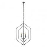 Venice Hexagonal Chandelier, Stainless Steel, Silver