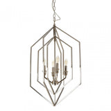 Venice Hexagonal Chandelier, Stainless Steel, Silver