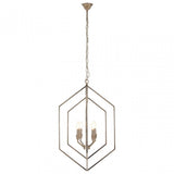 Venice Hexagonal Chandelier, Stainless Steel, Silver