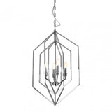 Venice Hexagonal Chandelier, Stainless Steel, Silver