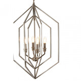 Venice Hexagonal Chandelier, Stainless Steel, Silver