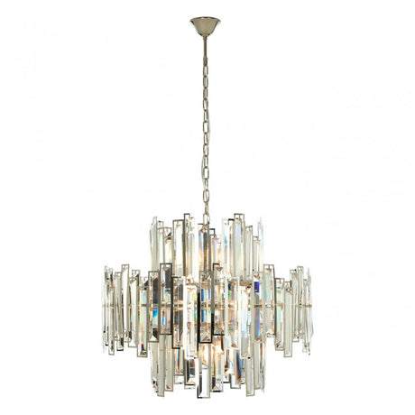 Kelona Large Chandelier, Crystal, Stainless Steel, Silver