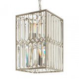 Marentina Cylindrical Chandelier, Crystal, Stainless Steel, Silver