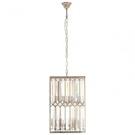 Marentina Cylindrical Chandelier, Crystal, Stainless Steel, Silver