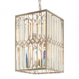 Marentina Cylindrical Chandelier, Crystal, Stainless Steel, Silver
