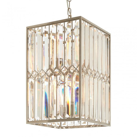 Marentina Cylindrical Chandelier, Crystal, Stainless Steel, Silver