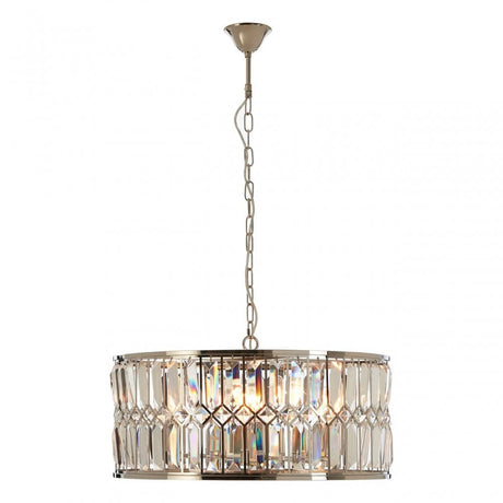 Marentina Round Chandelier, Crystal, Stainless Steel, Silver