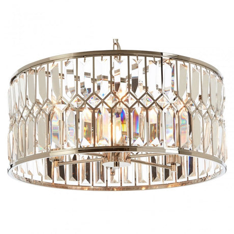 Marentina Round Chandelier, Crystal, Stainless Steel, Silver