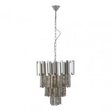 Lustra Large Nickel Painted Chandelier, Iron, Mirrored Glass, Silver
